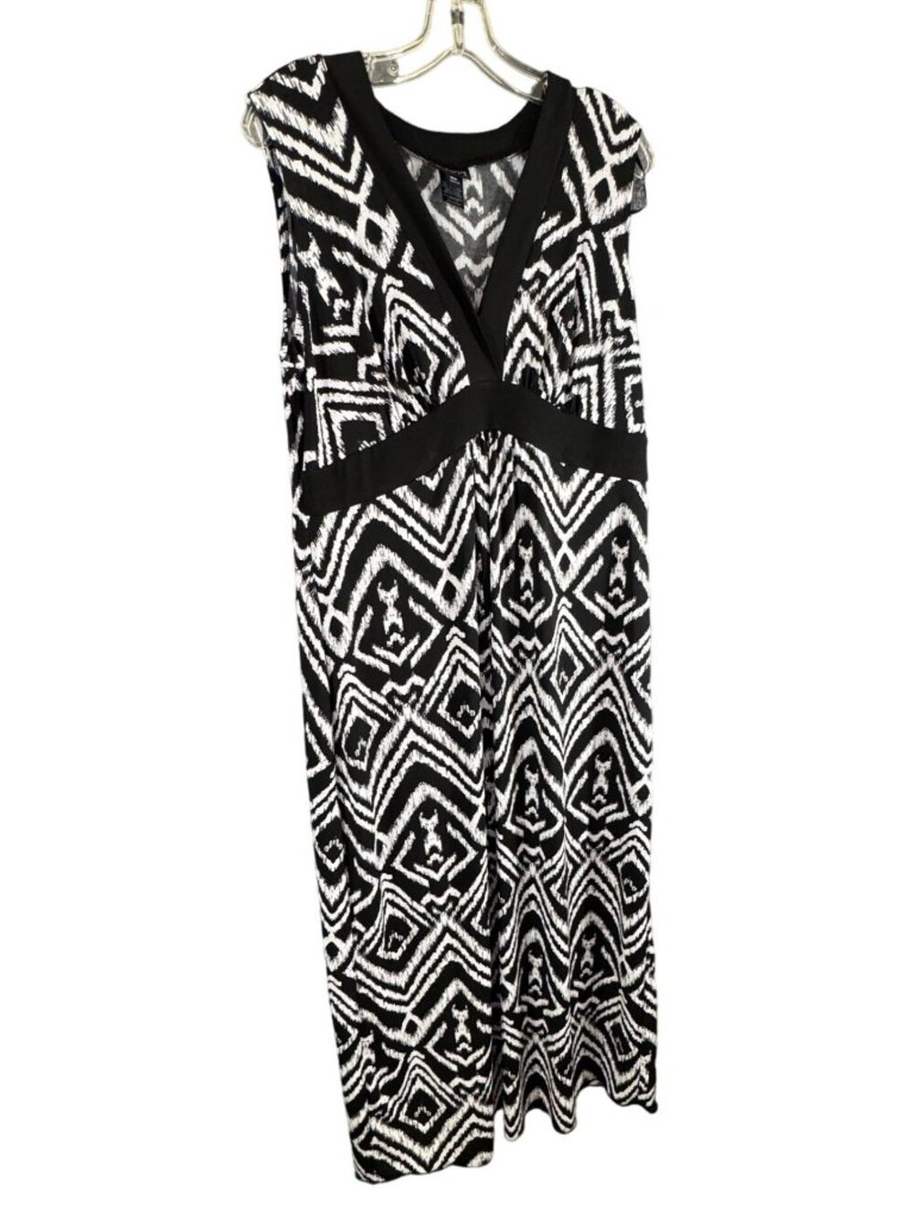 En Focus Womens Size 16W Black & White Geometric Print Sleeveless Shift Dress